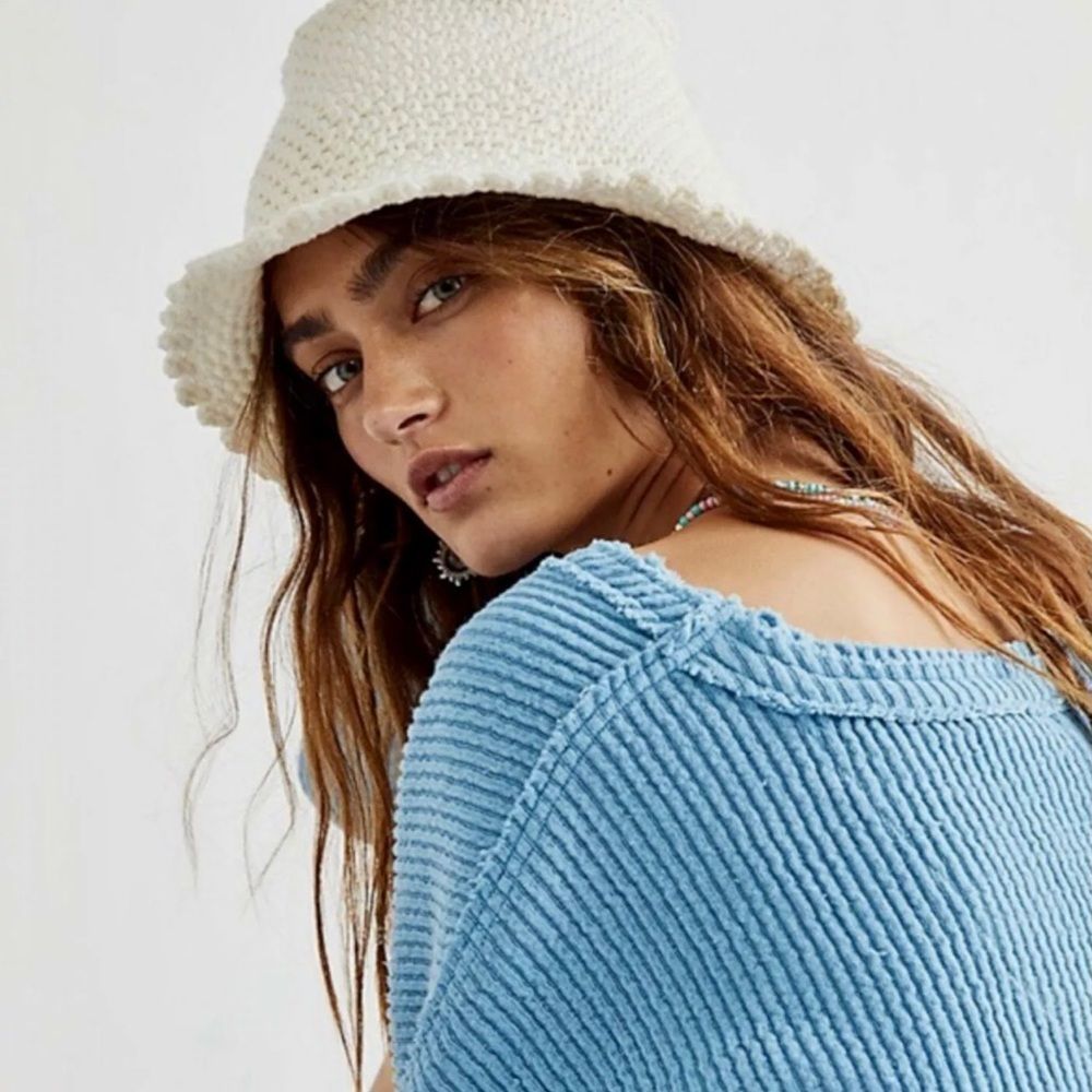 Free people knitted ivory hat